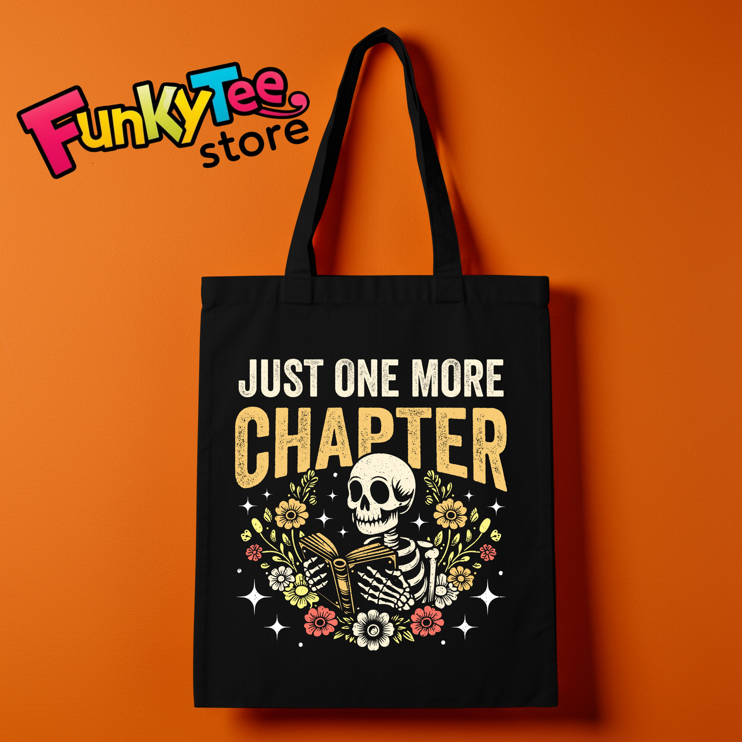 BOOK LOVERS TOTE BAGS (JUST ONE MORE CHAPTER)
