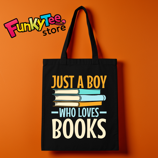BOOK LOVERS TOTE BAGS (JUST A BOY WHO LOVES READING)
